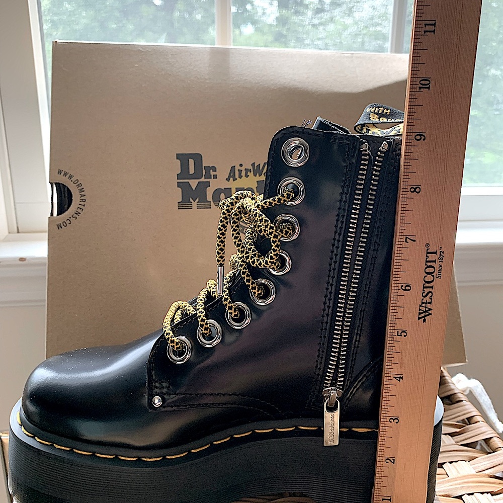 Doc Martens Jadon Max Platform Boots, Buttero black leather. 9” tall. - Picture 8 of 9